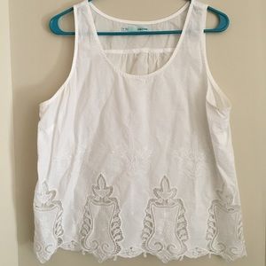 White tank with cut outs